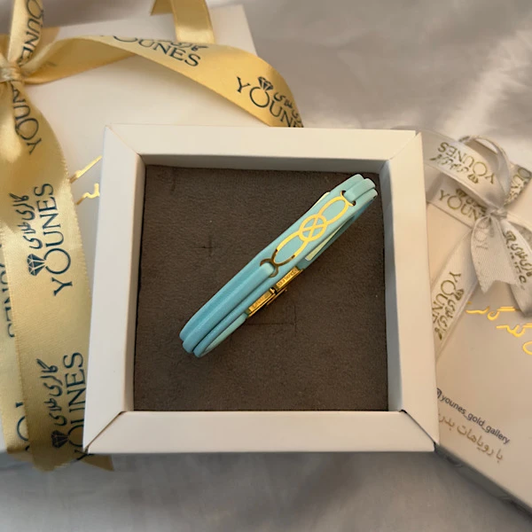 تصویر دوم دستبند طلا زنانه چرم بینهایت L110